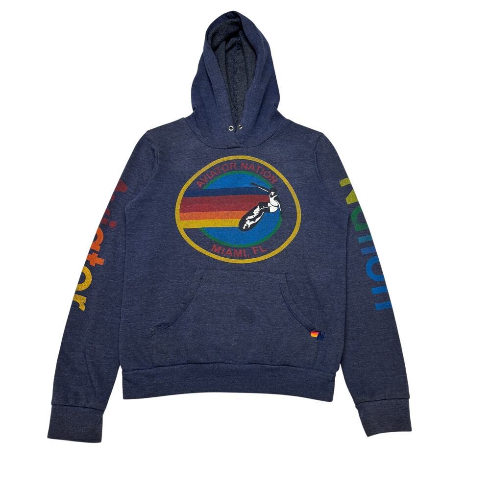 Aviator Nation Miami FL Logo Hoodie Youth 14 Retro Loungewear Read